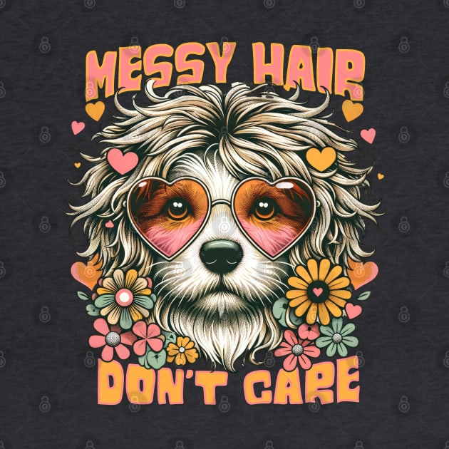 Messy Hair Don't Care - Groovy 70's Retro Dog by Tintedturtles